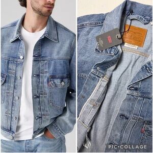 Levis Men Size 2XL Premium Type II Two Selvedge Denim Trucker Jacket Indigo New